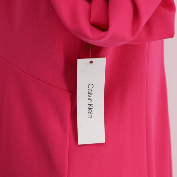 NWT CALVIN KLEIN A-Line Pleated Sleeve Crepe Dress 3/4 Sleeve Pink Size 16 - Picture 7 of 11